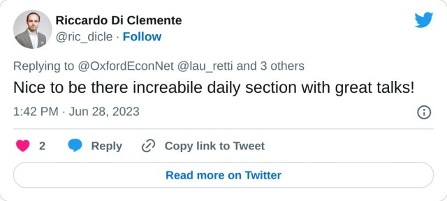 Nice to be there increabile daily section with great talks!

— Riccardo Di Clemente (@ric_dicle) June 28, 2023